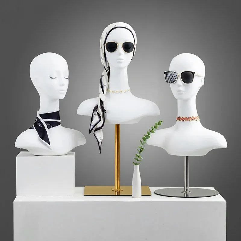 White model props women's head mold hat silk scarf scarf jewelry display stand COS wig display shooting props