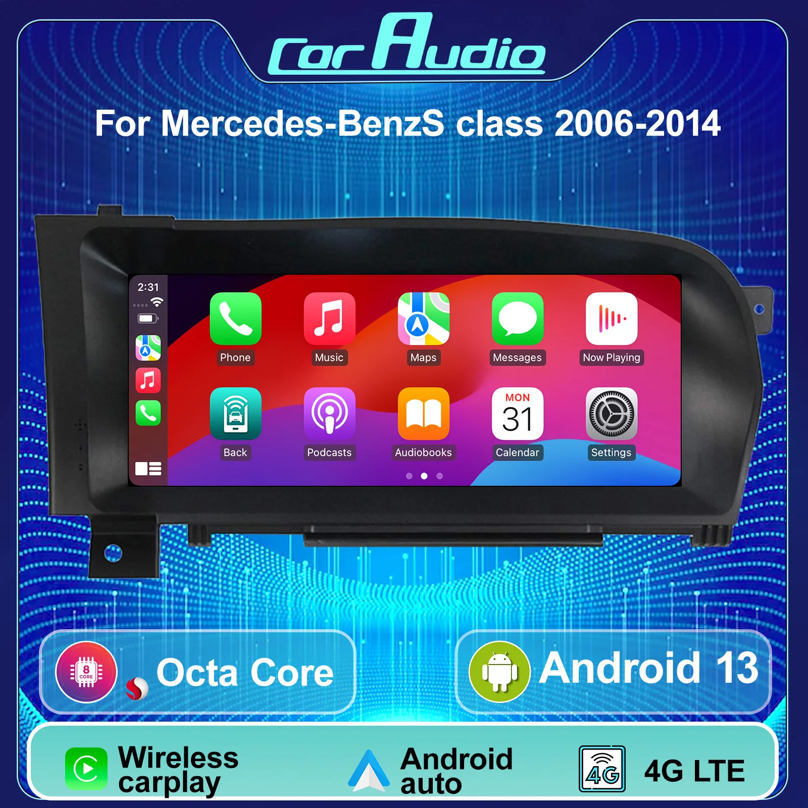 

Android 13 Car Multimedia Player For Mercedes-Benz S Class 2006-2014 Car Radio WIFI 4G DSP QLED Wireless Carplay GPS Navigation