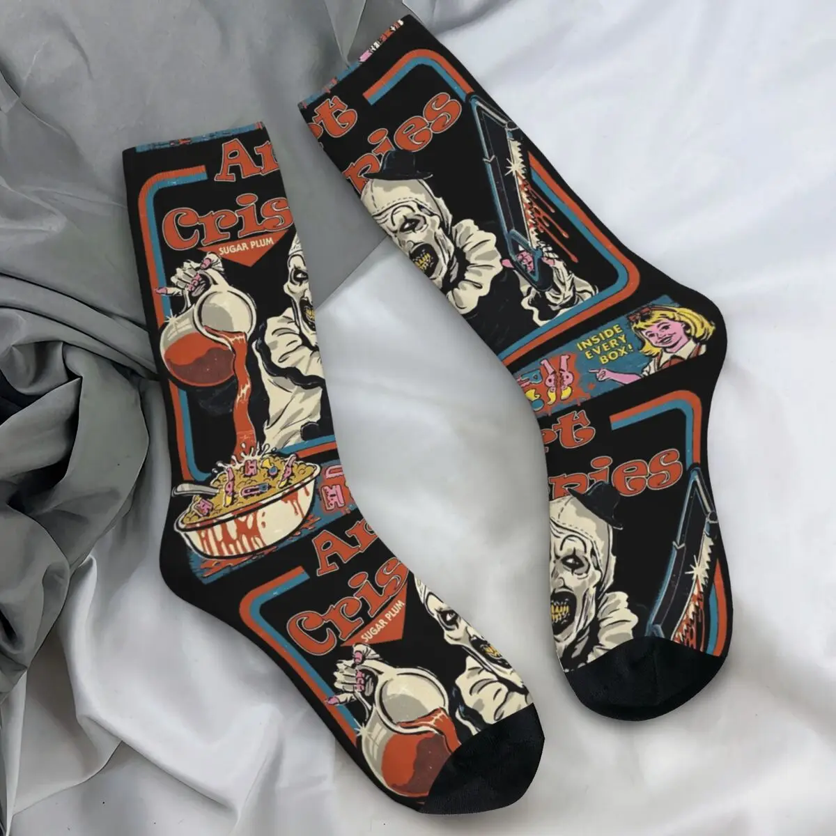 

Terrifier Art Crispies Stockings Graphic Vintage Socks Autumn Anti-Slip Socks Men Skateboard Comfortable Socks