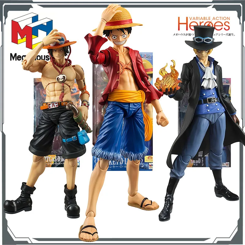 MegaHouse Original Variable Action Heroes Portgas·D·Ace&Monkey D. Luffy&Sabo Anime Action Figures Toys for Boys Christmas Gift