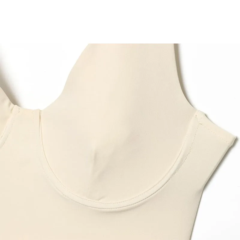 HXAO Halter-Top für Damen, Sommerliches Ärmelloses Crop-Top, Rückenfreies Bustier-Oberteil in Beige und Schwarz, Schulterfreies Korsett – Detail 7