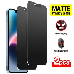 2Pcs Matte Privacy Screen Protector For IPhone 16 15 14 Pro Max 11 12 13 Pro Mini Tempered Glass For IPhone XR XS Glass