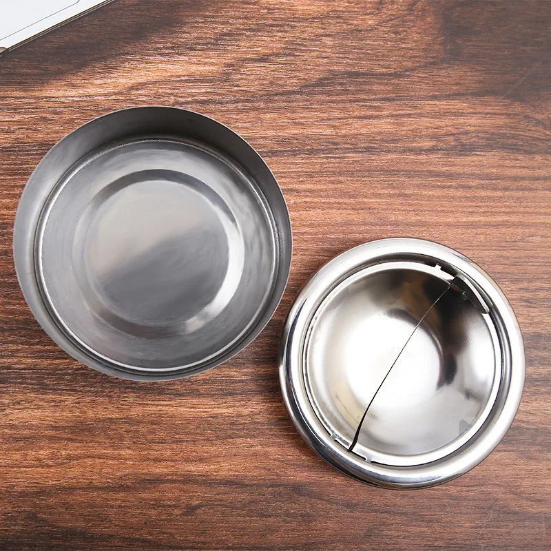 

C2 Round Windproof Ashtray Smoking Ash Tray With Lid Stainless Steel Cigar Ashtray Outdoor Portable Ashtray Smoke Accessories