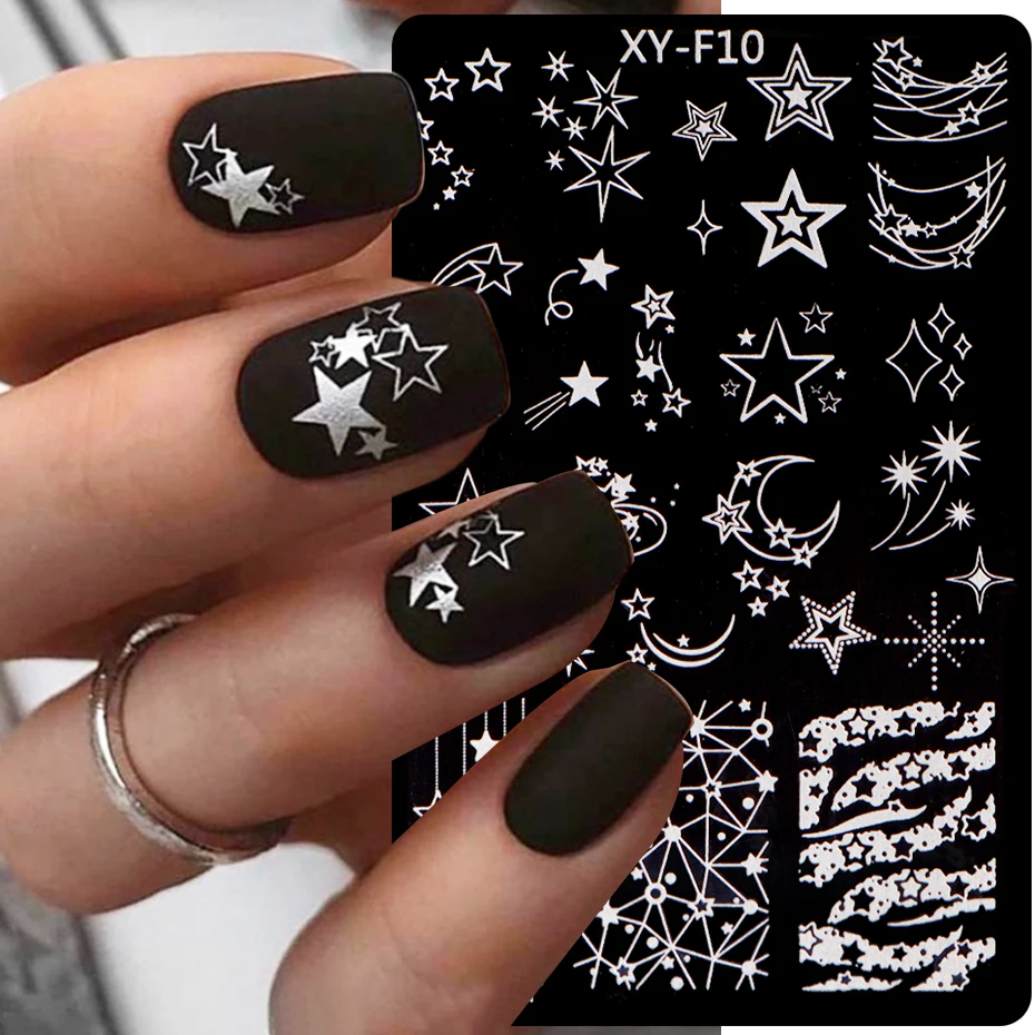 Star Nail Art Templates Stamping Plate French Line Green Leaves Geometry Nail Stamp Templates Butterfly Floral Printing Stencils