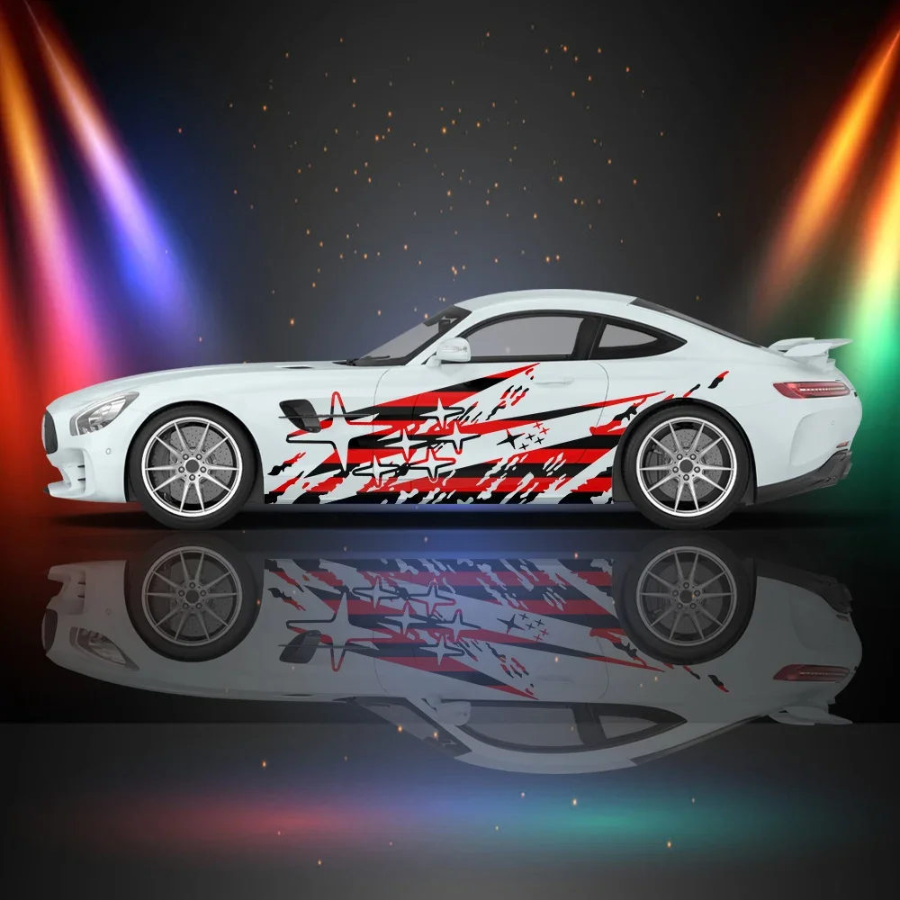 

Star Gradient Lines Car Vinyl Wraps Decal Self-adhesive PVC Sticker Suitable for Trucks SUV Decoration Auto Accessories Gift