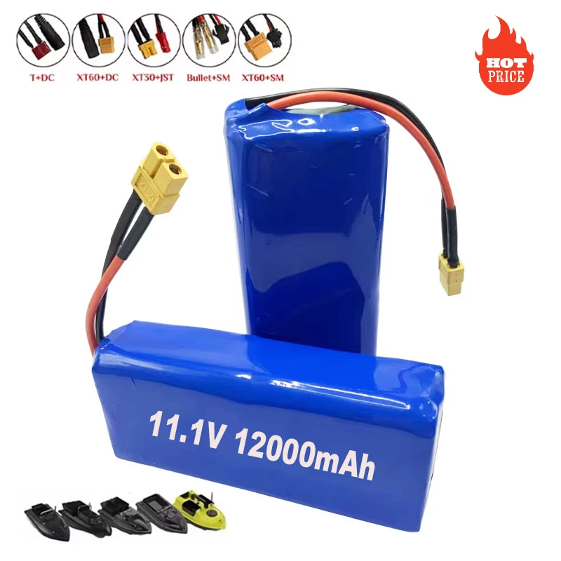 12V Battery 12.6V/11.1V 12000mAh 3S4P Lithium-ion 18650 Battery Pack W/ BMS for Backup Power Ups CCTV Camerar Speaker Bait Boat