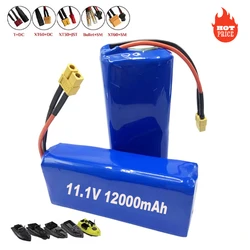 12V Battery 12.6V/11.1V 12000mAh 3S4P Lithium-ion 18650 Battery Pack W/ BMS for Backup Power Ups CCTV Camerar Speaker Bait Boat