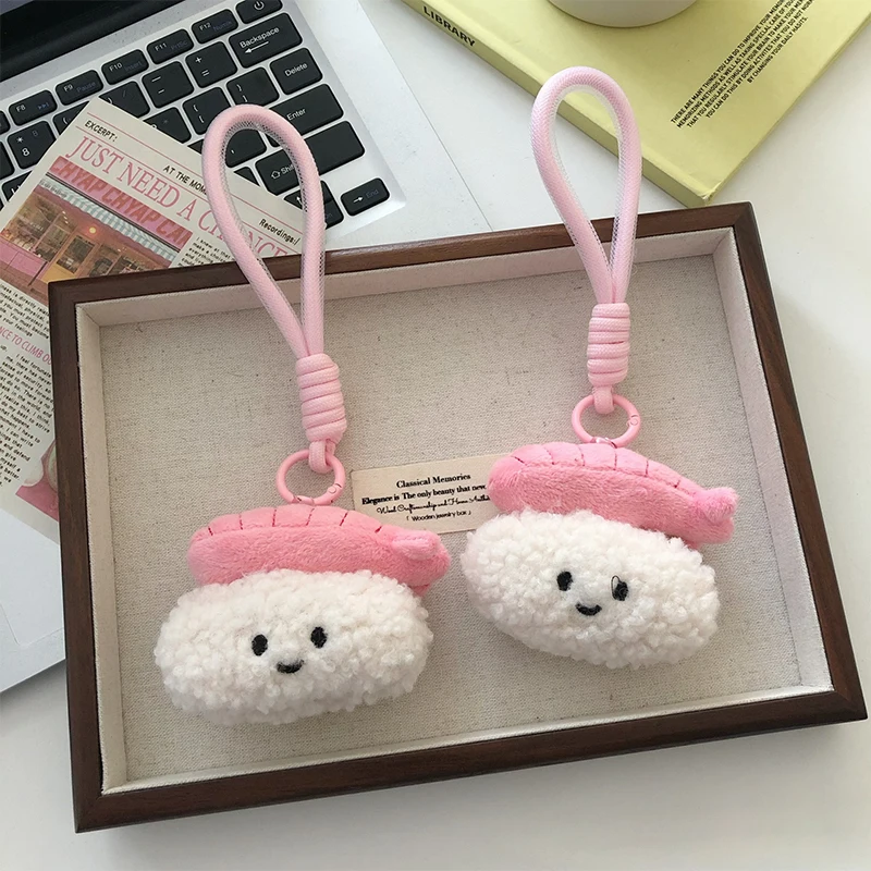 

Kawaii Lovely Plush Sushi Toy Keychain For Women Girls Cartoon Fashion Doll Key Ring Pendant Bag Decoration Accessories Gifts