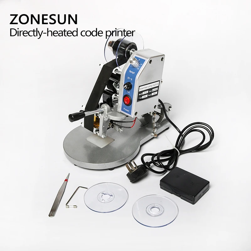 ZONESUN Date Coding Machine ZS-DY8 Batch Serial Number Manual Printer Expiry Production Date Batch Model Ribbon Coder