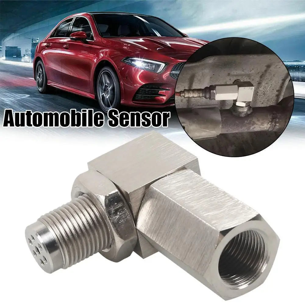 Exhaust Catalyst Rear Oxygen Sensor Spacer 90 Degree P0420 P0430 Silve Mini Catalyst O2 Adapter O2 Oxygen Sensor CEL Eliminator