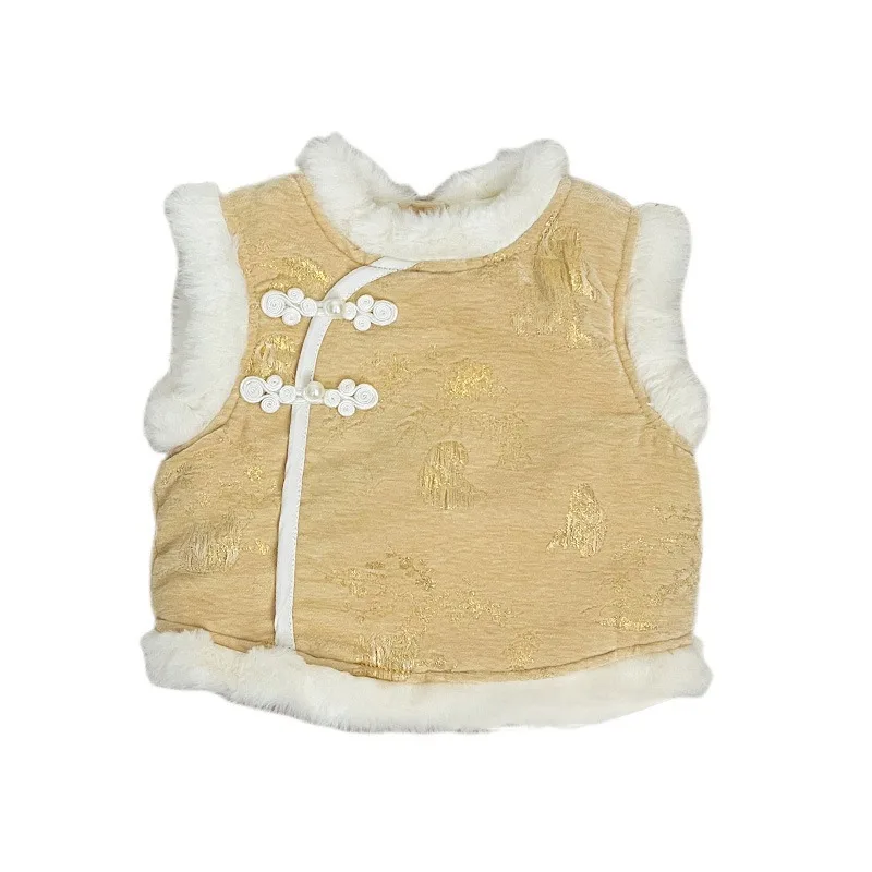 سترة مبطنة على الطراز الصيني للخريف والشتاء للفتيات وسراويل عصرية واسعة الساق، بدلة تانغ لعيد الميلاد الأول للفتيات الصغيرات للعام الجديد #5