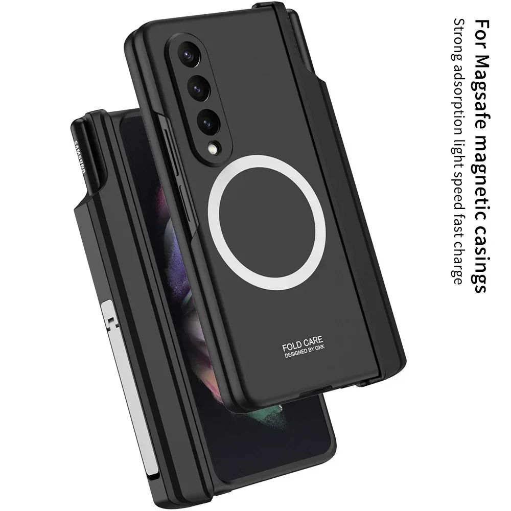 Case For Samsung Galaxy Z Fold 6 5 4 3 Case Magnetic Wireless Charging Shell Film With Pen Slot No Pen All-Inclusive ZFold6 Case