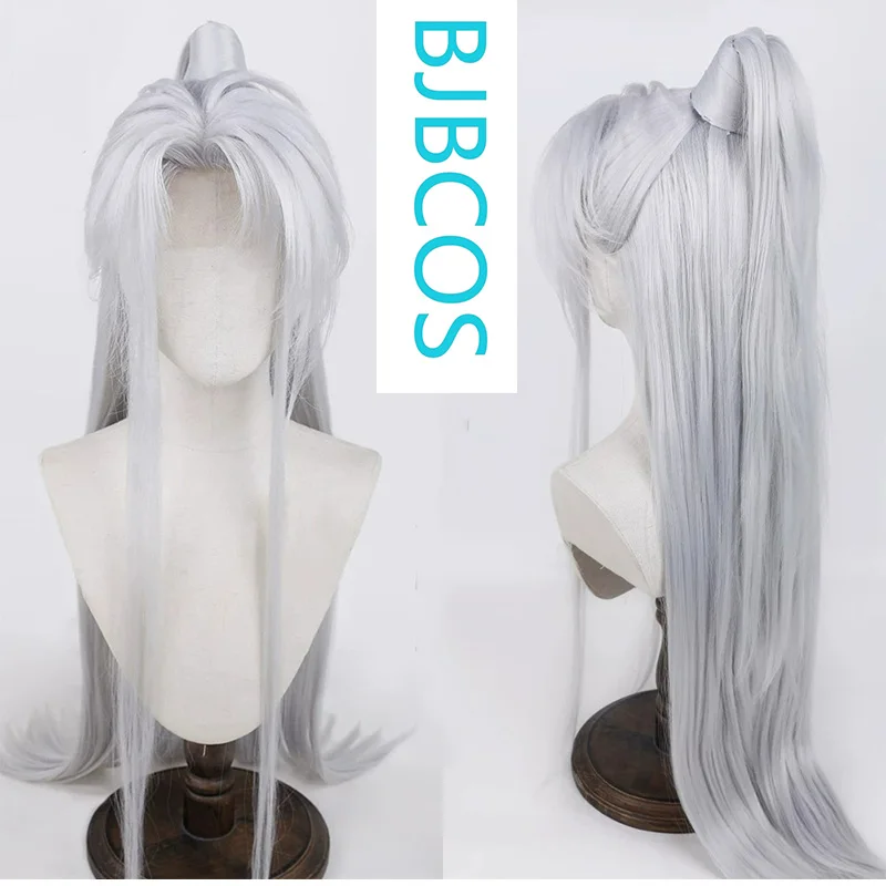 

[Styled Wig]Love of Light and Night, Qisi Li Silver White COS Wig, Ancient Style Hanfu, High ponytail Style, Full Headset