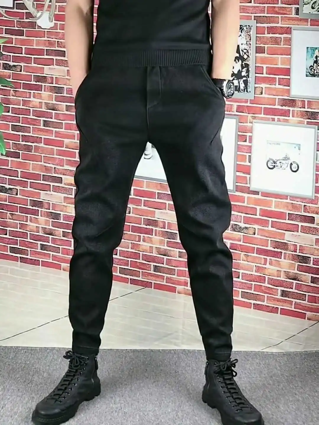 

Модные мужские джинсы Slim Fit с эластичным поясом, повседневные, весенне-осенние, с высокой эластичностью, молодежные, городские, трендовые, антибактериальные