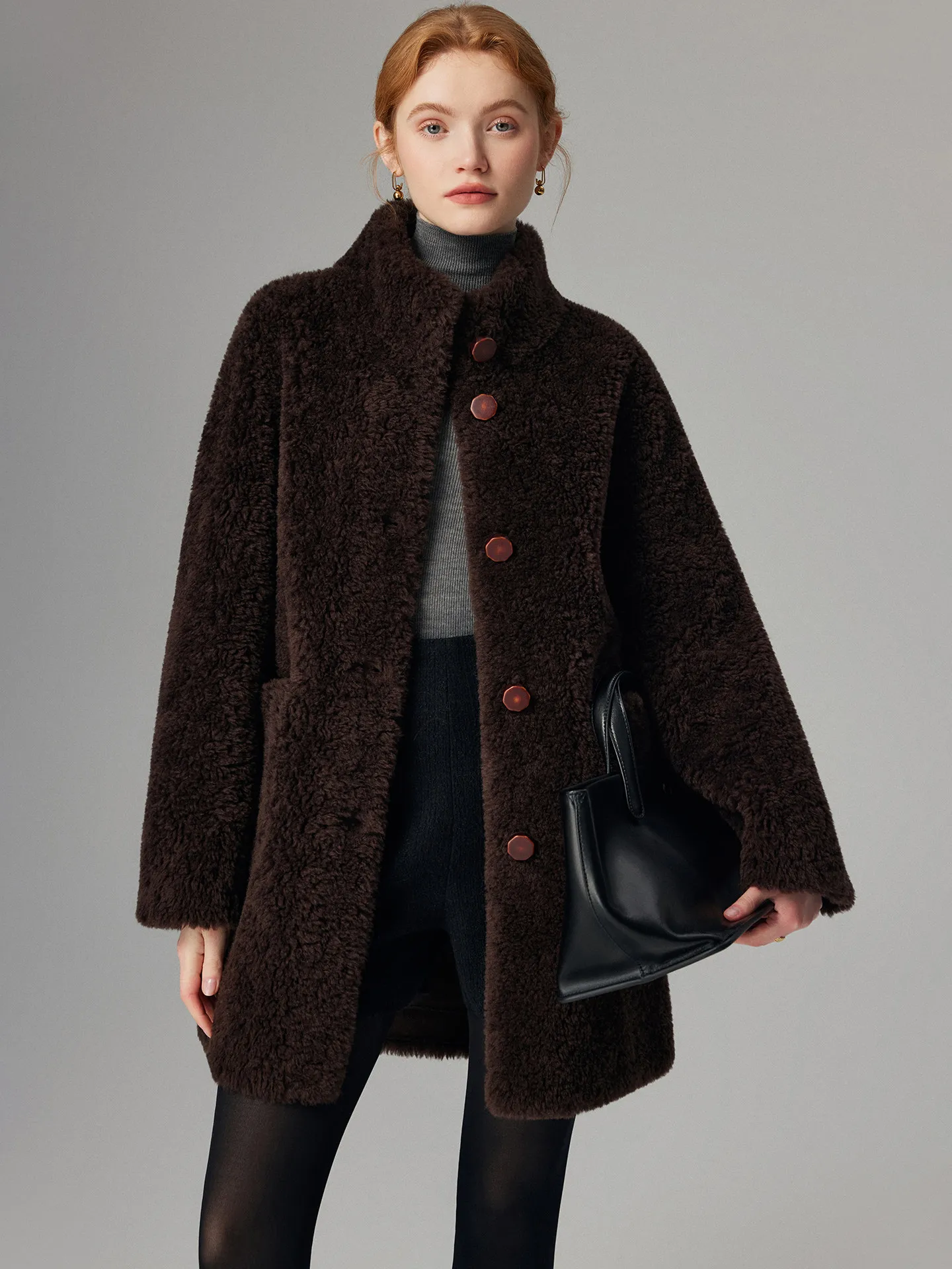 Maillard Fur Integrated Lamb Fur Coat Women's Medium and Long Stand-up Collar Casual Young Wool Coat