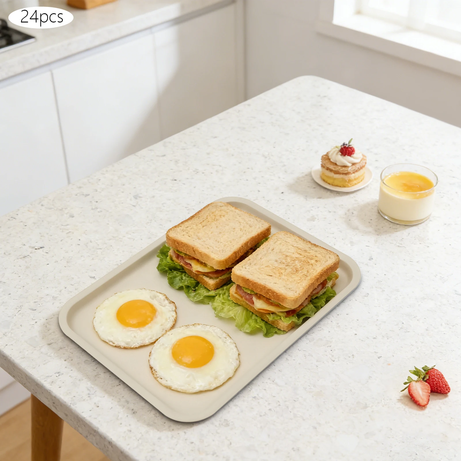 

24 шт. пластиковых подносов для сервировки цвета хаки, складные, с нескользящей поверхностью, из полипропилена, для ресторанов, кафе, кухонь, школ