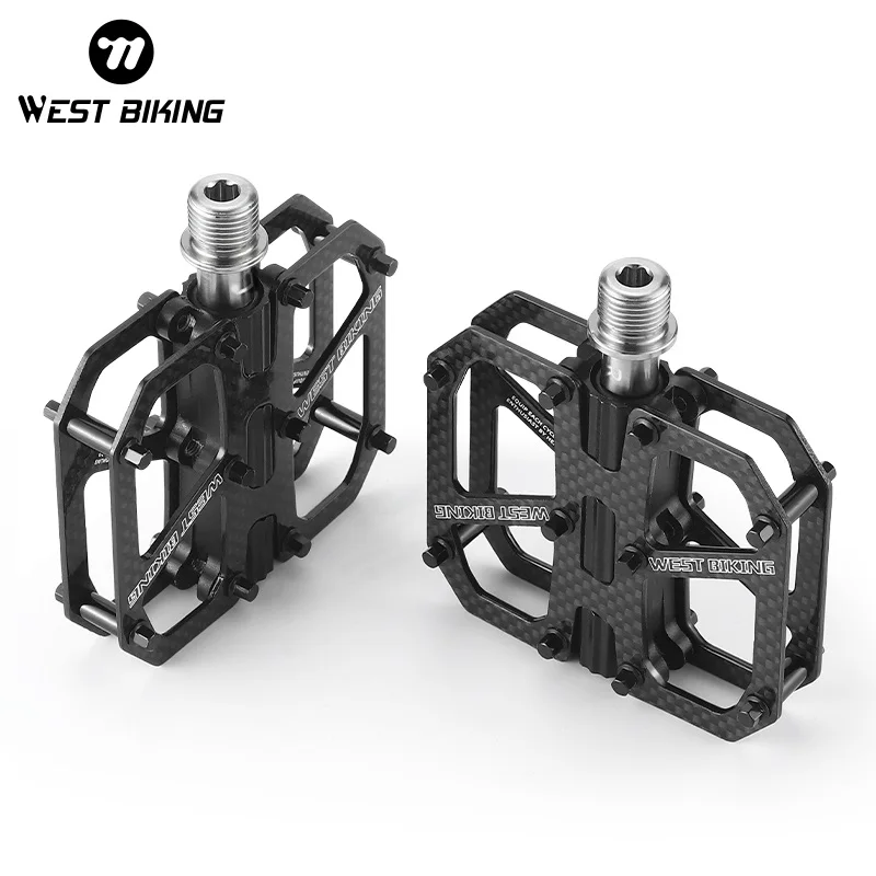 WEST BIKING T700 Carbon Fiber Bike Pedal Ultralight 3 Bearing Bicycle Pedals Widen Labor Saving Anti-slip MTB Road Bike Pedals