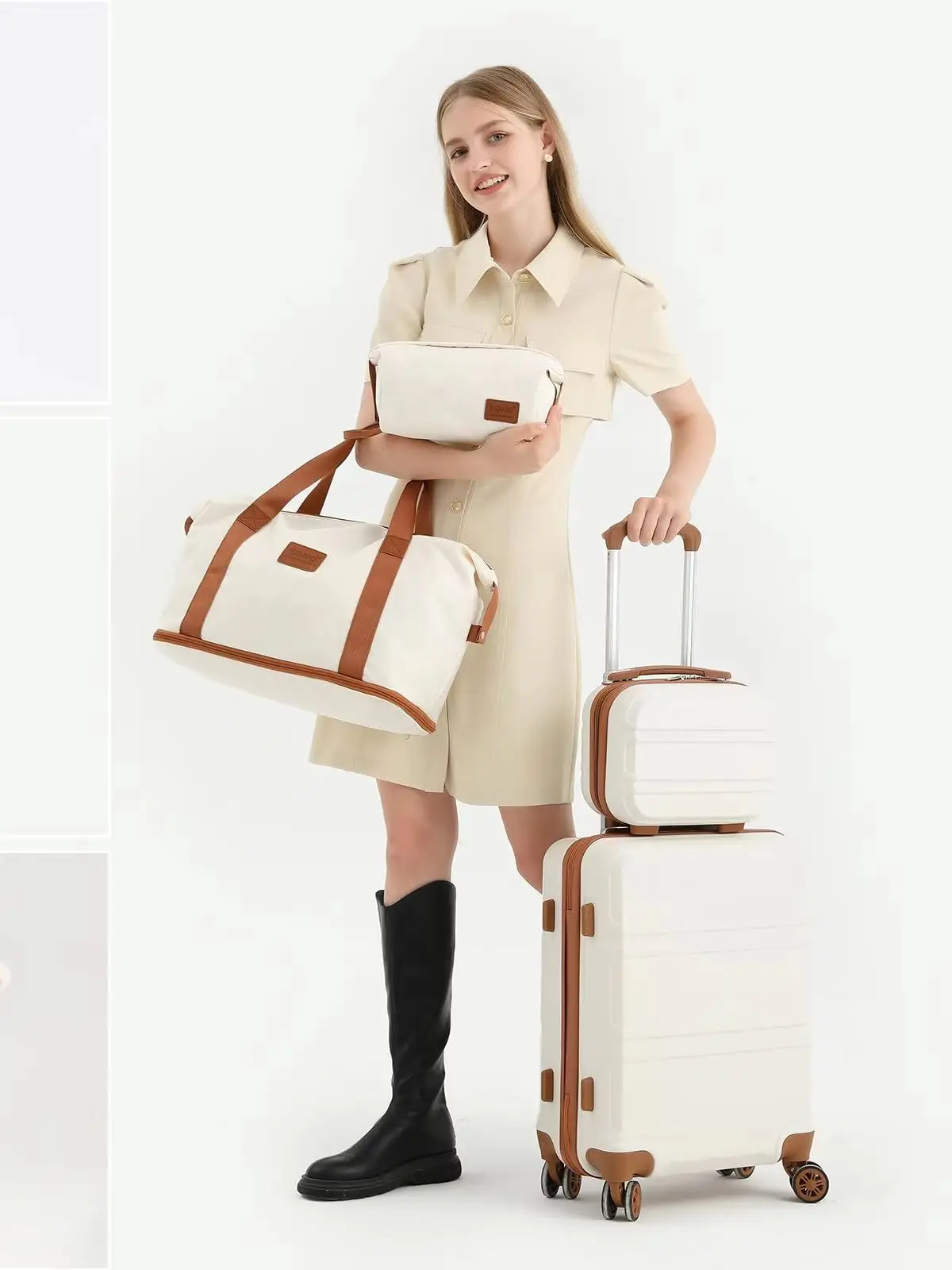 KONO 4/5/6-teiliges Kofferset mit Beautycase, Kosmetikkoffer, Handgepäck und Kulturbeutel – Reisetasche und Gepäckset