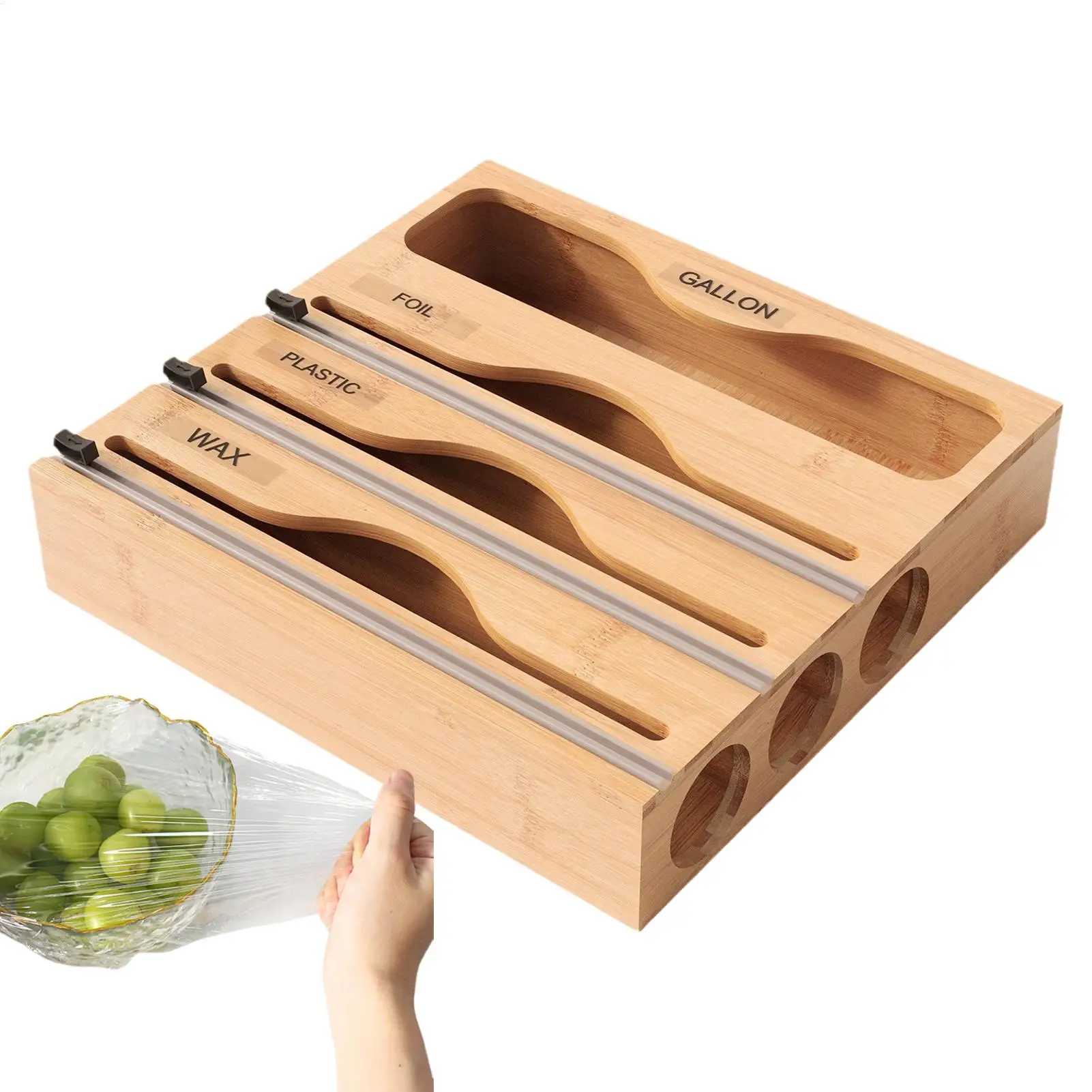 

Wrap Organizer with Cutter Wall Foil and Wax Dispenser Large-Capacity Wrap Organizers Multifunctional Kitchen Organization