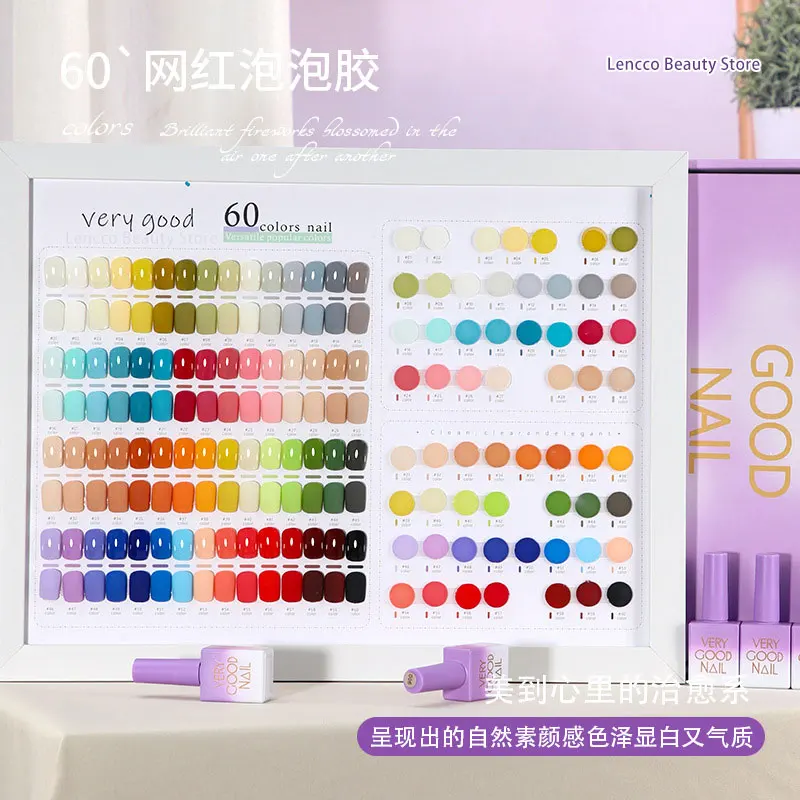 Lencco NOWY 60 szt. Bardzo Dobry Zestaw Lakierów Hybrydowych do Paznokci 15ml Zestaw Żelowych Kolorów z Kolorowym Kartoteką Hurtownia Salonu Paznokci SoakOff Lakier Żelowy UV LED