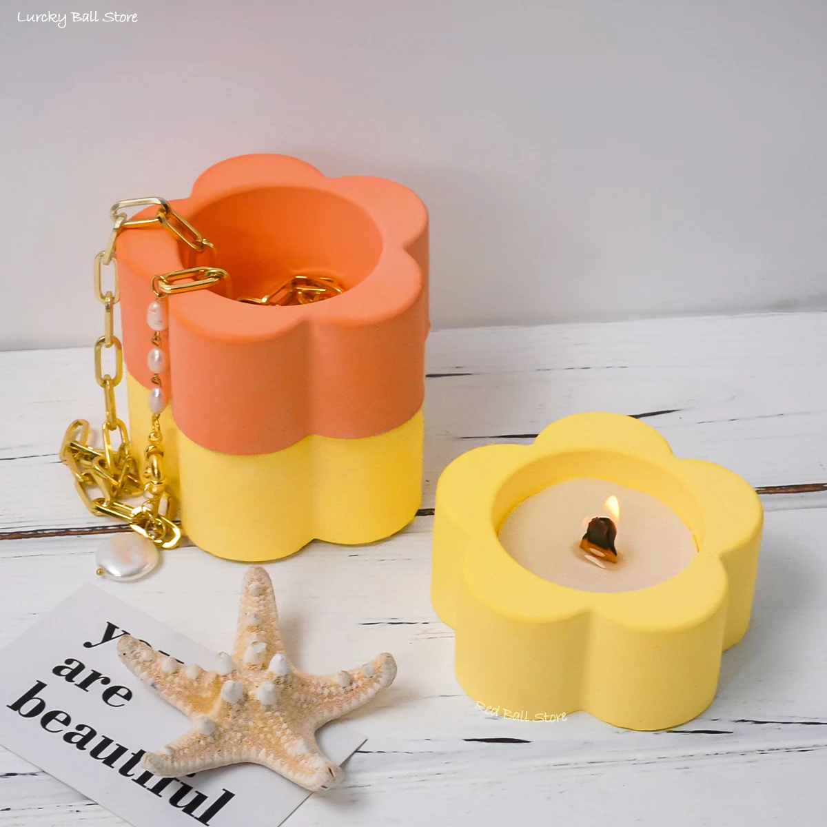 Cute Flower Shape Candlestick Silicone Mold DIY Candle Jar Cement Plaster Mould Resin Flowerpot Craft Casting Molds Home Decor