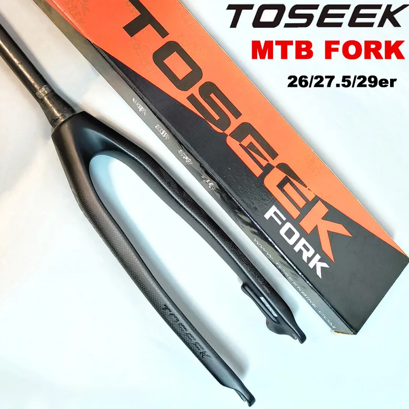 TOSEEK 9*100 мм вилка MTB 26/27,5/29er с конической трубкой вилка для горного велосипеда дисковый тормоз велосипед T800 1-1/8 полностью карбоновая передняя вилка
