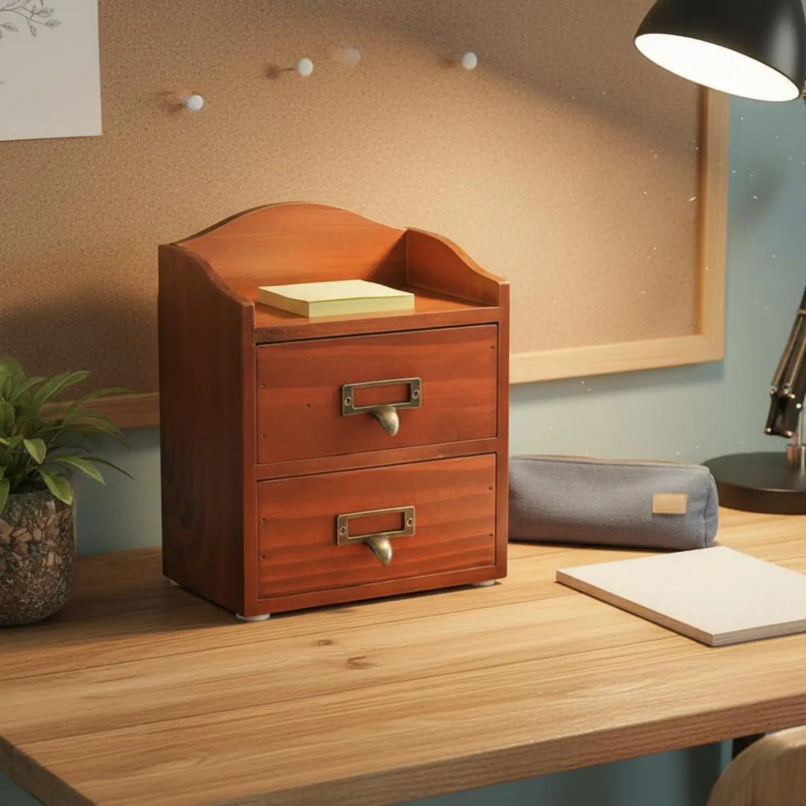 Classic Wood Desk Hutch Organizer with Drawers for Bedroom Home Office Furniture