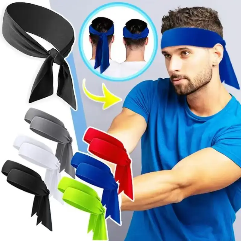 Solides Tennis-Sport-Stirnband, Basketball, Yoga, schweißabsorbierend, cooles, robustes, geknotetes Haarband, mehrfarbiges, weiches Schweißband für den Außenbereich