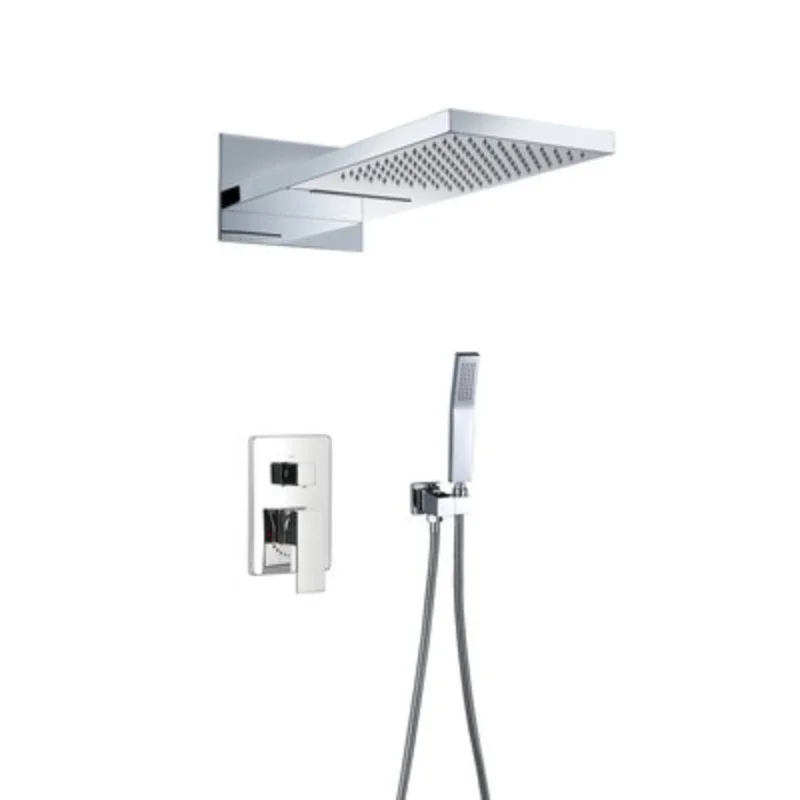 

Gun Gray Copper Concealed Flying Rain Waterfall Shower Set Wall-Mounted Constant Temperature Hidden Shower