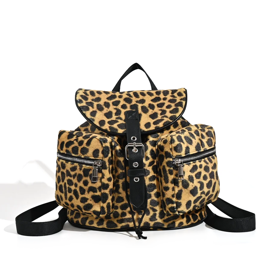 

Casual Tote Bags For Women Luxury Designer Handbags And Purses 2024 New In Faux Suede Leopard Decoration Large Capacity Backpack