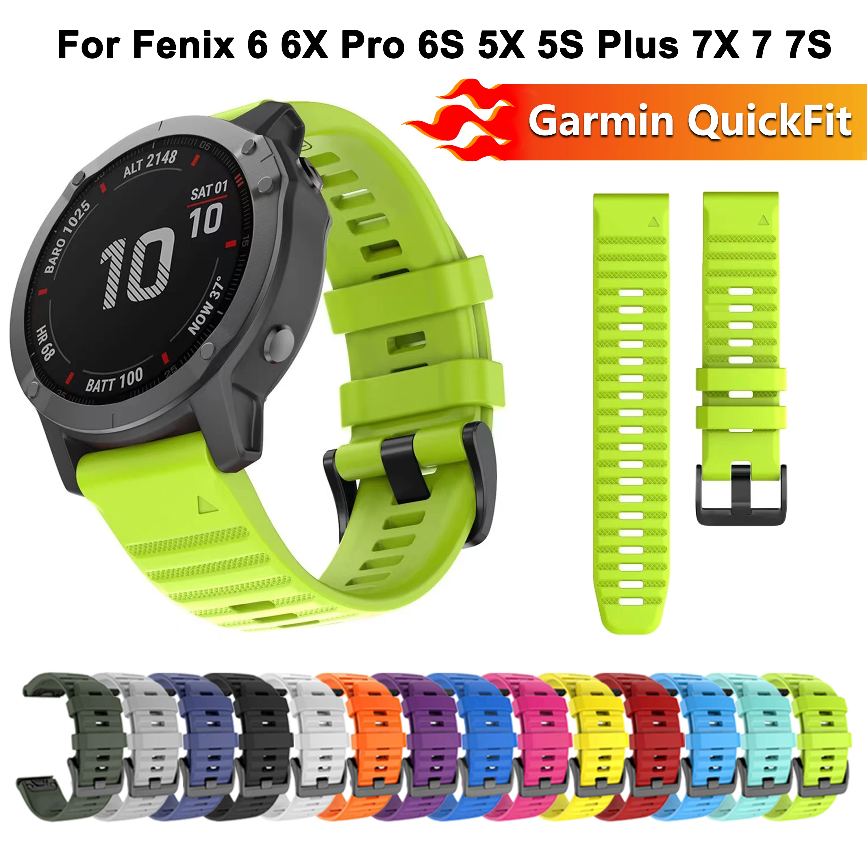 

QuickFit 26 22mm Silicone Strap for Garmin Fenix 7X 7 7S 6X 6 6S Pro 5X 5 5S Plus 3HR 945 935 EasyFit Wristband Bracelet Correa