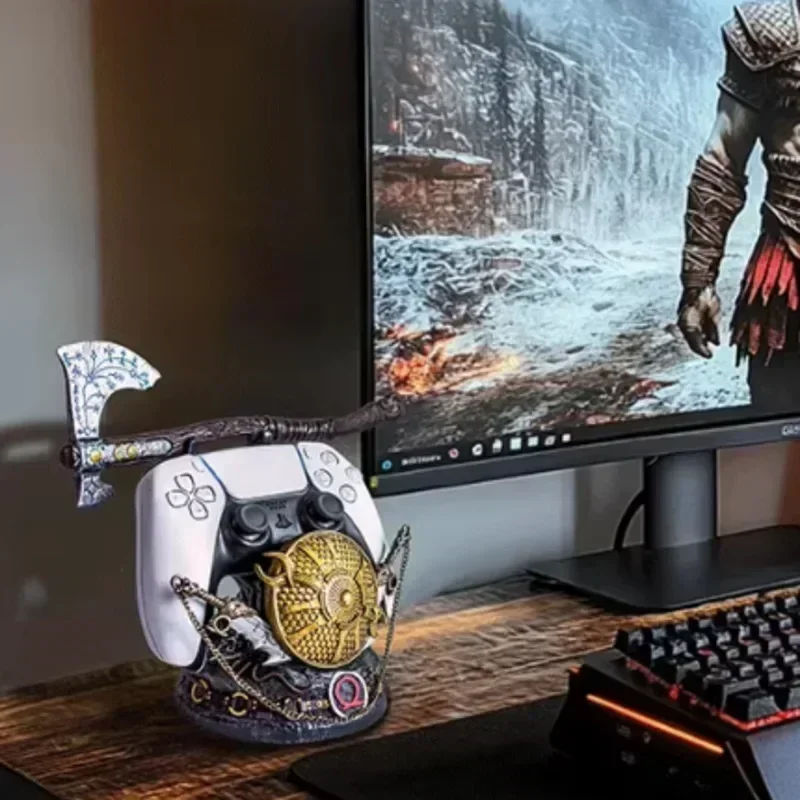 Controller Storage Bracket PS5/PS4 Gamepad Stand God of War Kratos Leviathan Axe Chaos Blade Resin Controller Holder Boys Gifts view 3