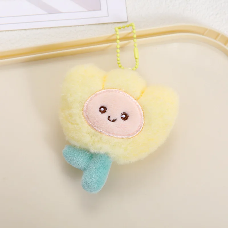 Kawaii dos desenhos animados tulipa chaveiro de pelúcia macio recheado flor saco pingente carro chaveiro acessório para meninas presente bonito