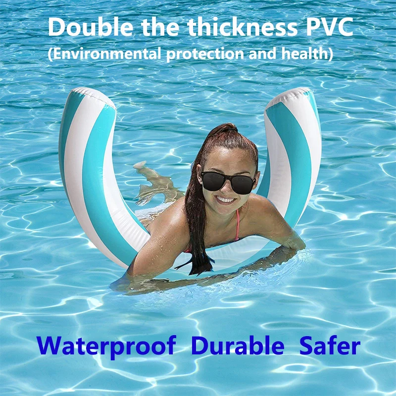 Striped U-Shaped Inflatable Swimming Ring Summer Arch Shape Swimming Pool Inflatable Floating Row Thickened PVC Floating Device