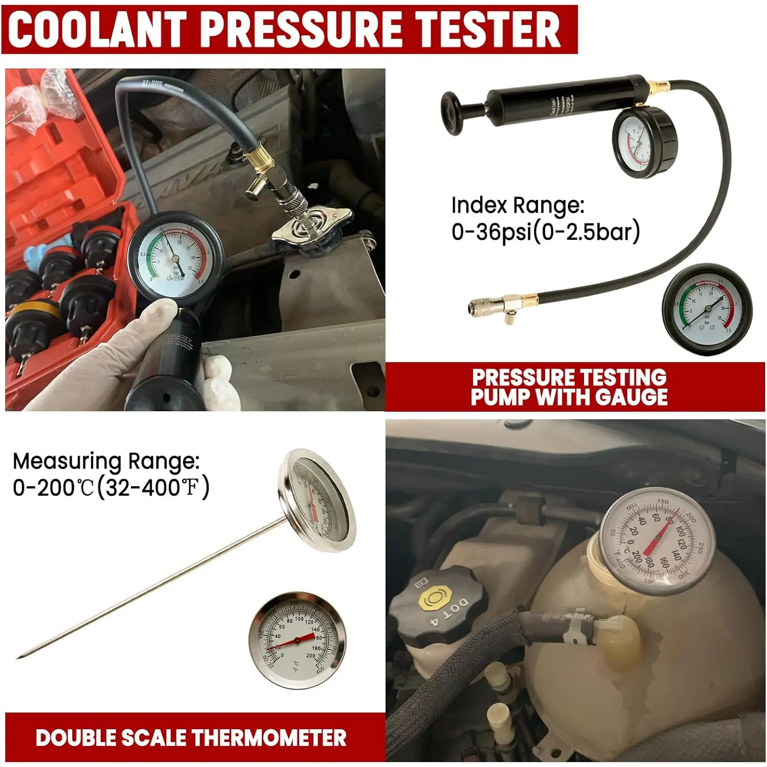 

Детектор давления в водяном баке автомобиля, вакуумный тестер, инструмент для проверки системы охлаждения, тестер давления в радиаторе, детектор утечек в водяном баке