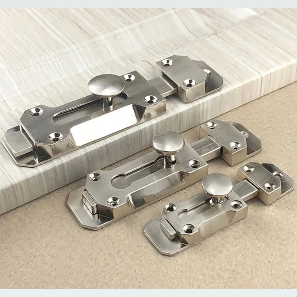Door Lock Slide Bolt 3 45 Inch Brushed Nickel for Bathroom Toilet Internal Doors Cupboards and Storage Security