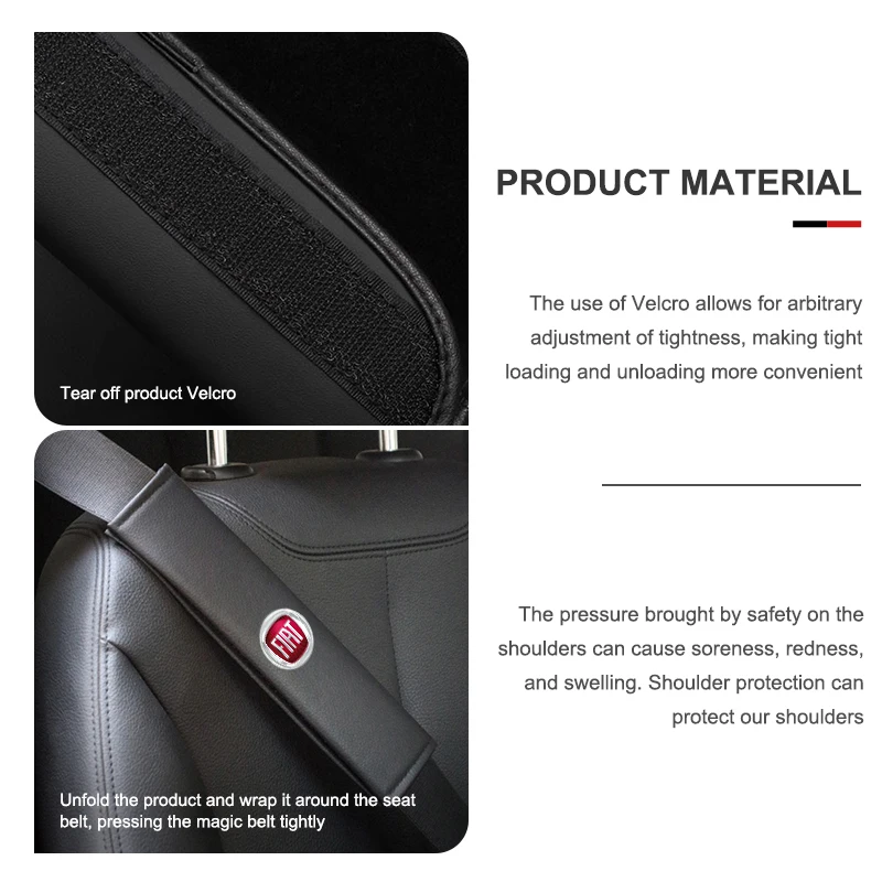 Leather Car Seat Belt Safety Shoulder Cover Protection Pad For Fiat 500 Grande Punto Tipo Stilo Palio Astra Bravo Panda