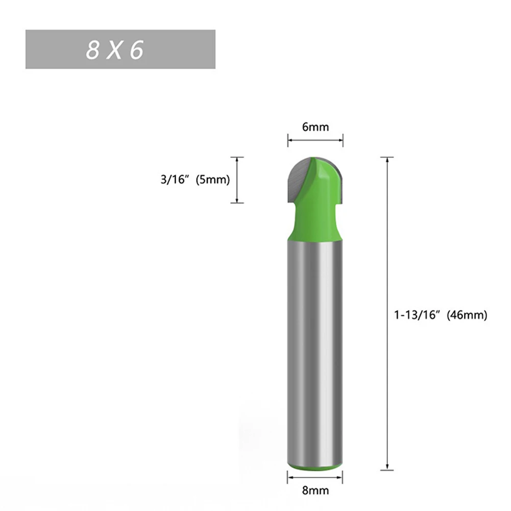 

1pc 8mm Shank Ball Nose End Mill Round Nose Cove 6-25mm CNC Milling Bit Radius Core Box Solid Carbide Router Bit Set