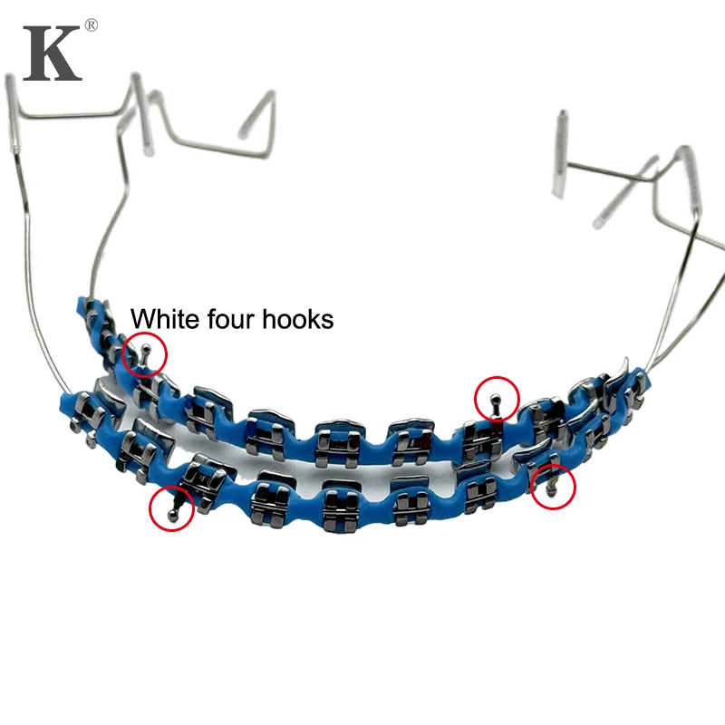

1Pair Dental Metal Braces Archwire With Hooks Metal Bracket And Orthodontic Ligature Ties Colorful Temporary Tooth Decoration