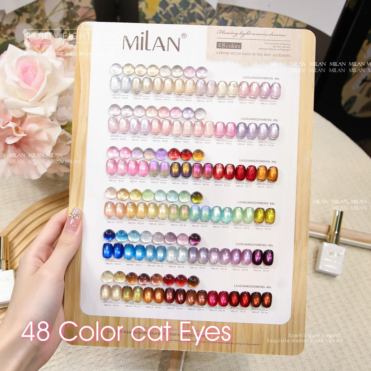 Lemcco Aurora Pink 48 Color Glass Bead Cat Eye Gel Nail Polish Set Magnetic Gel UV LED Soak Off Gel Varnish Salon Manicure 15ml