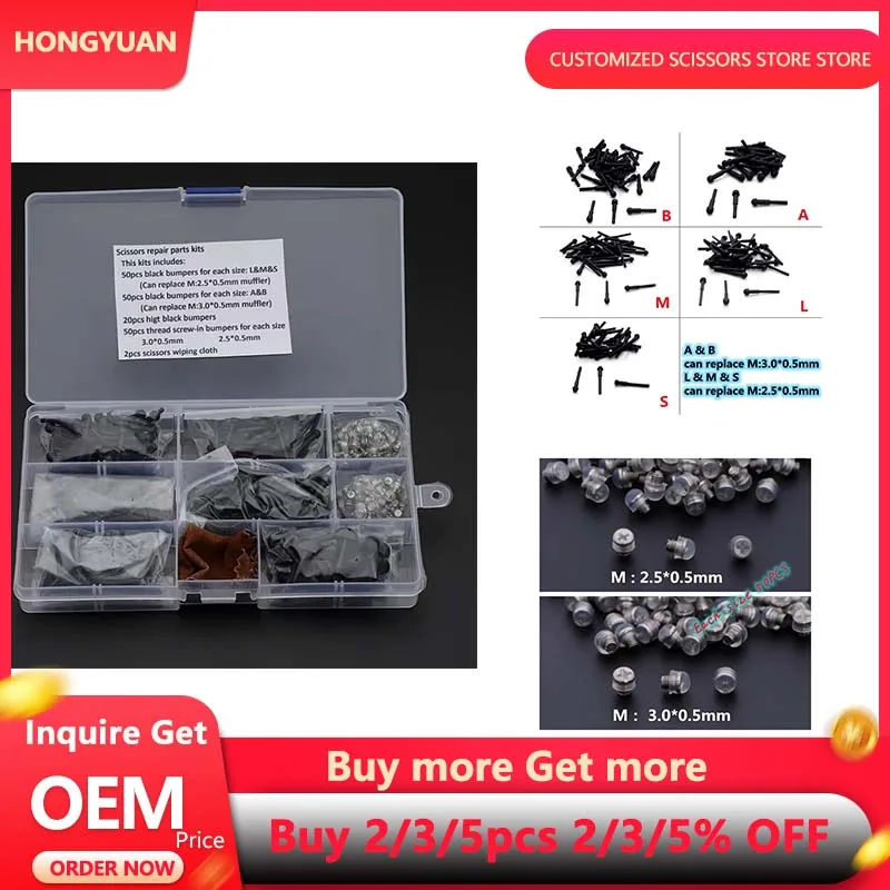 

HONGYUAN Scissor accessories 1 Box Rubber Bumper Muti-Sizes Barber Use Scissors Repair Kit Replacement Professional Accessories