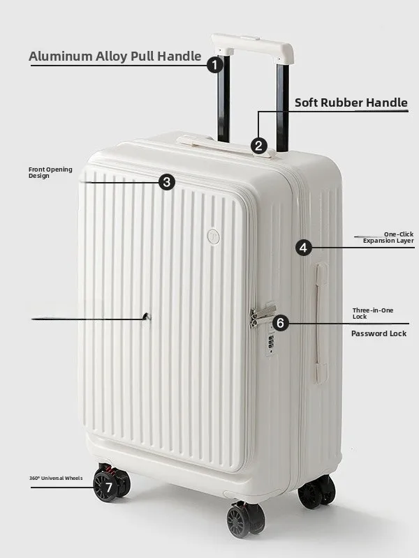 

Expandable Flip Cover Lage Side Opening Silent 20 Inch Carry on Travel Suitcase with Pull Rod Large Capaci Carry on Bag