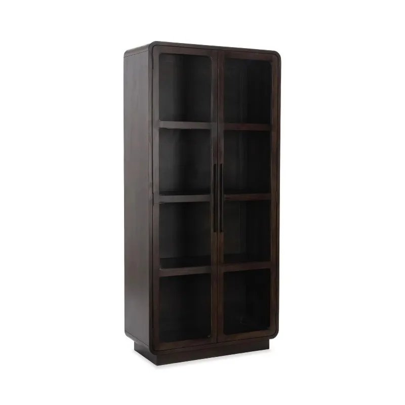Hot-selling glass-faced solid wood bookshelf simple foldable display case suitable for family catering office farmhouse use