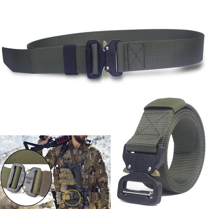 

Military Adjustable Men Tactical Belt Heavy Duty Waist Belt Nylon Tactical Gear with Metal Hunting Accessories 125cm