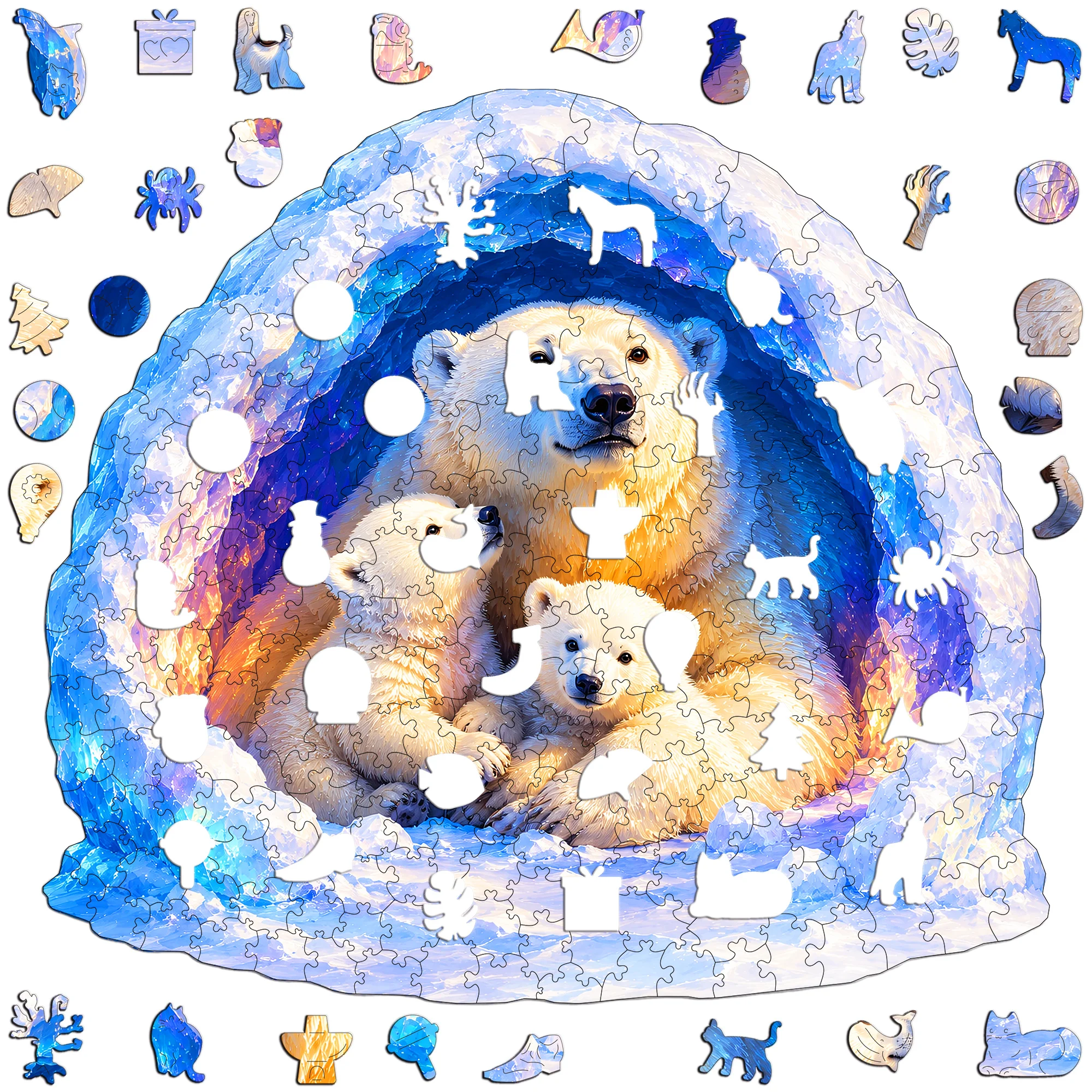 Lion Family Flat Wooden Puzzle Educational Toy Animal Jigsaw Puzzle Tabletop Puzzle Game Gift for Teens and Kids