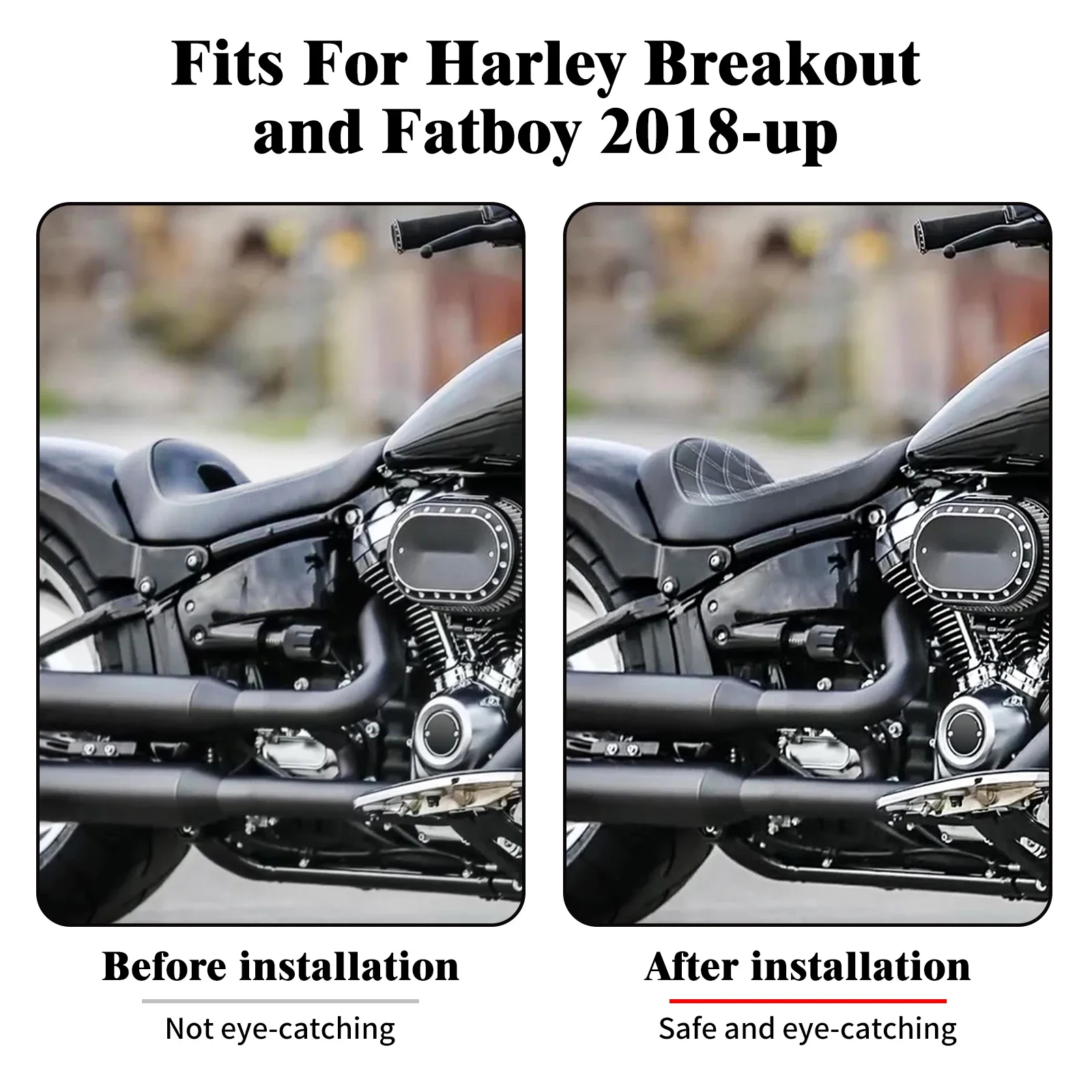 เบาะนั่งรถจักรยานยนต์เดี่ยวสีดำโปรไฟล์ต่ำไดมอนด์โพลิชั่นสำหรับ Harley softail Breakout fxdr FAT Boy flfb 2018-2023 22