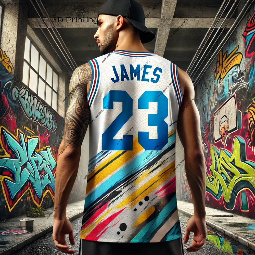 2025 GPT Productions Trendy Vest JAMES No.23 Basketball Jersey Children's and Adult Sports Casual Graffiti Style Basketball Vest