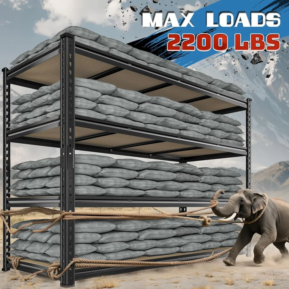 Heavy Duty Adjustable 4-Tier Metal Storage Shelves for Garage, 2200LBS Capacity, 59.8W x 59.8H Pantry Shelving System