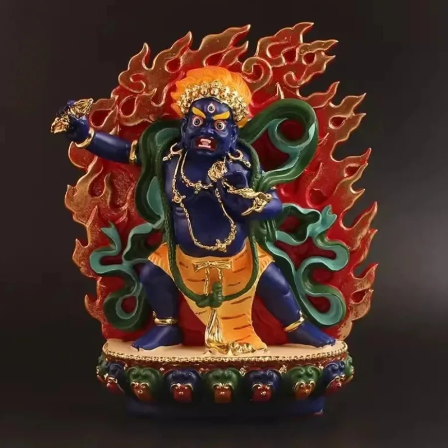Hand Painted Small Buddha Statue Vajrapani Bodhisattva Figurine Tibetan Buddhist Deity Home Altar Decor Meditation Desk Shelf