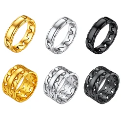 ChainsPro S/L Cuban Chain Rings for Men Woman 316L Stainless Steel 5.5mm 11.5mm Wide Flat Chain Band Size 7-12 Ring Jewelry Gift